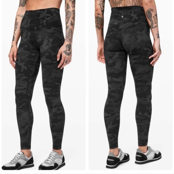 Lululemon align high rise black gray camo crop leggings - Picture 1 of 9